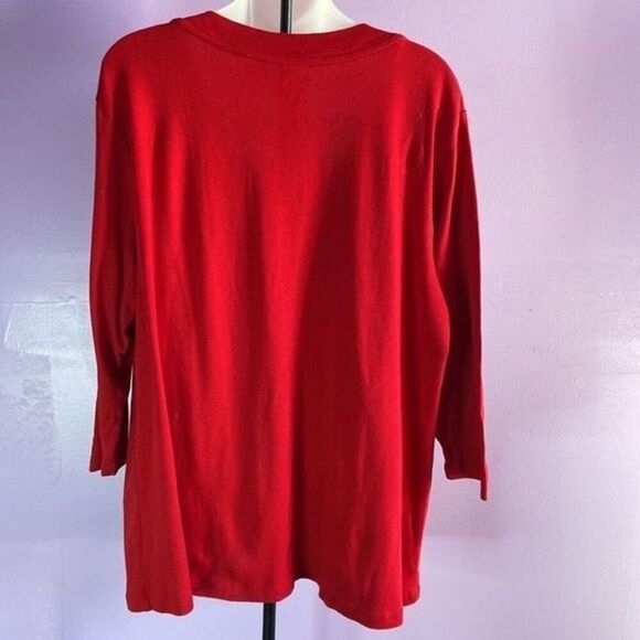 St. John’s Bay Red Button Blouse Women 2XL – 3/4 Sleeve Top - Picture 2 of 3
